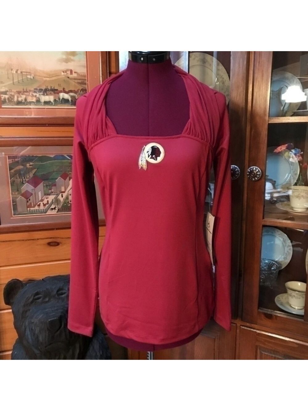 Washington Redskins Couture Long Sleeve Top NFL Designer Athletic Apparel New WT